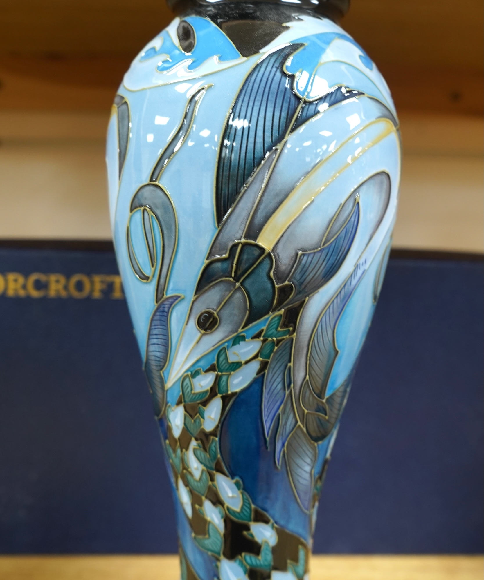 A Moorcroft ‘Blue Rhapsody’ vase, 17.5cm, boxed